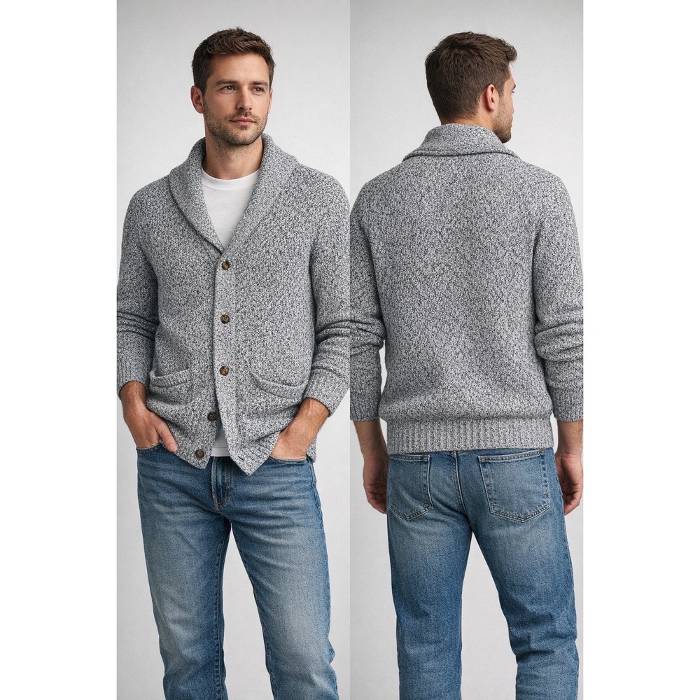 Faherty Brand Men's Marled Cotton Cashmere Shawl Collar Cardigan Grandpacore L